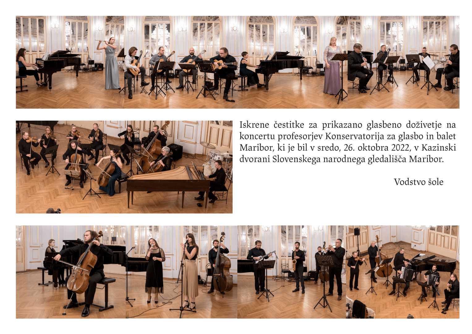 Čestitka za koncert profesorjev