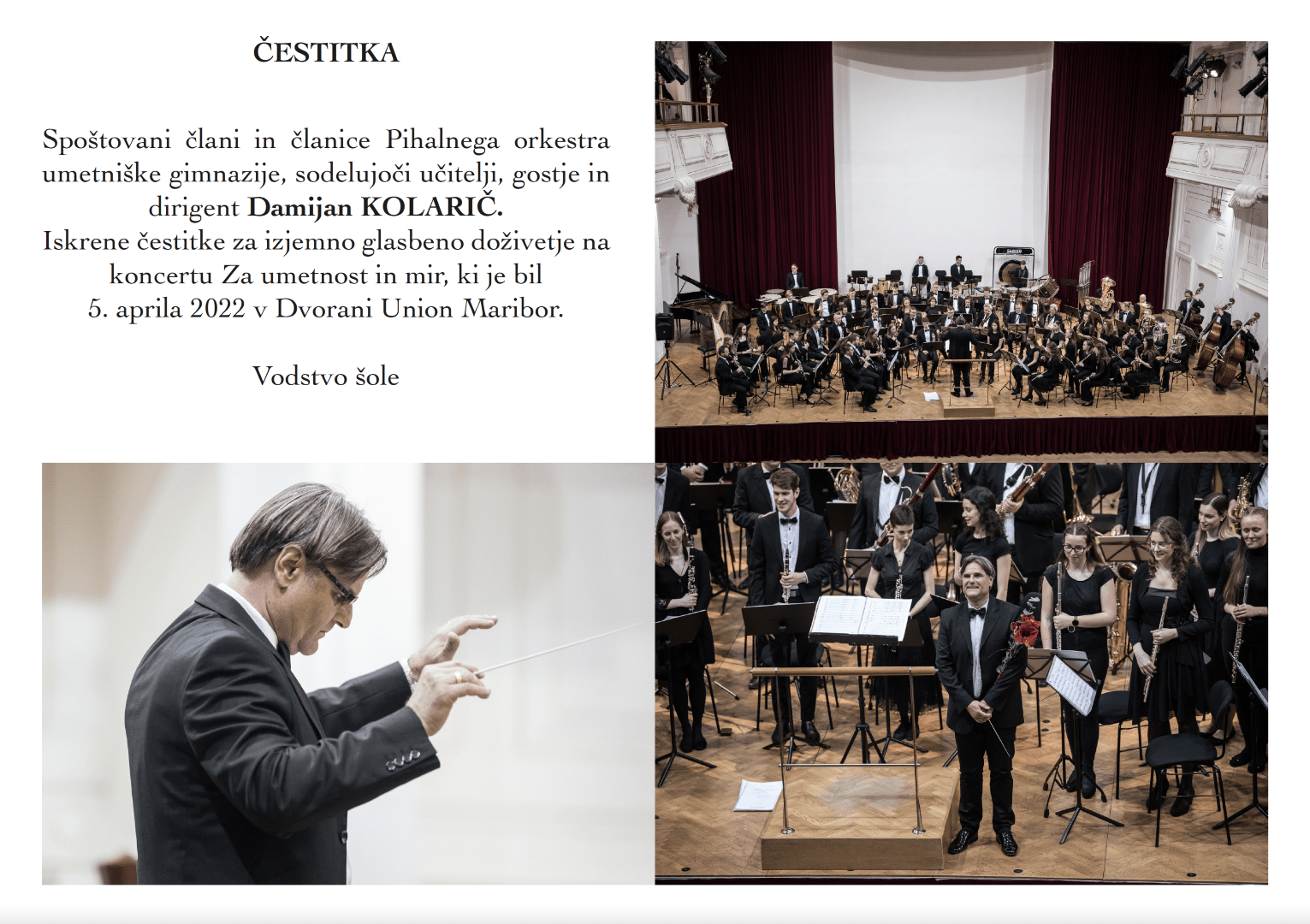 Čestitka za koncert Pihalnega orkestra UMG 2022 Čestitka za koncert Pihalnega orkestra UMG 2022