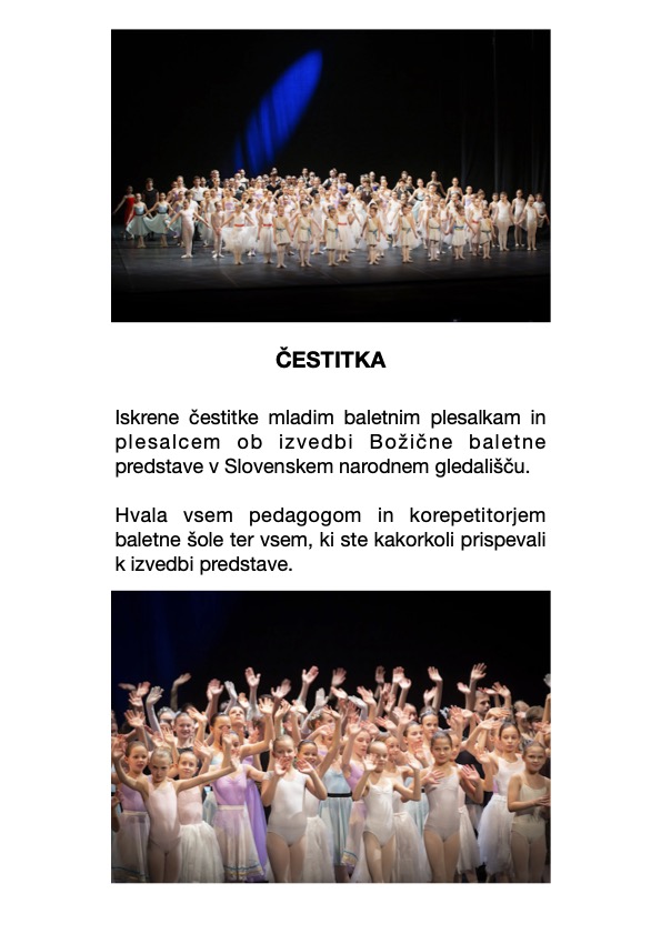 Čestitka za Božični baletni koncert Čestitka za Božični baletni koncert