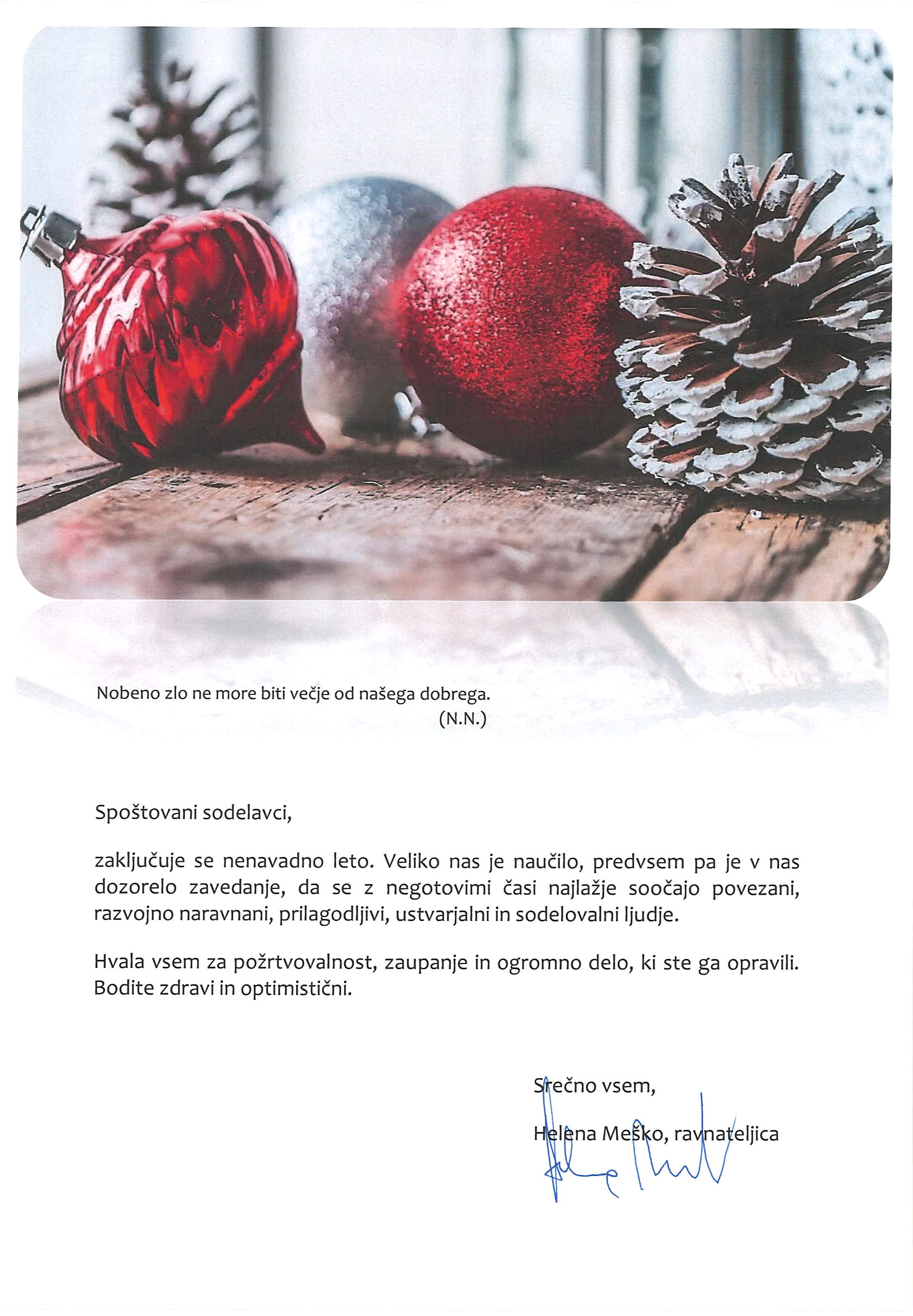 Praznična čestitka za zaposlene Praznična čestitka za zaposlene