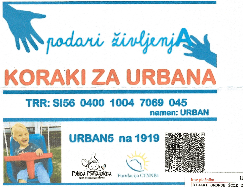 Koraki za Urbana – dijaki donirali 940 EUR