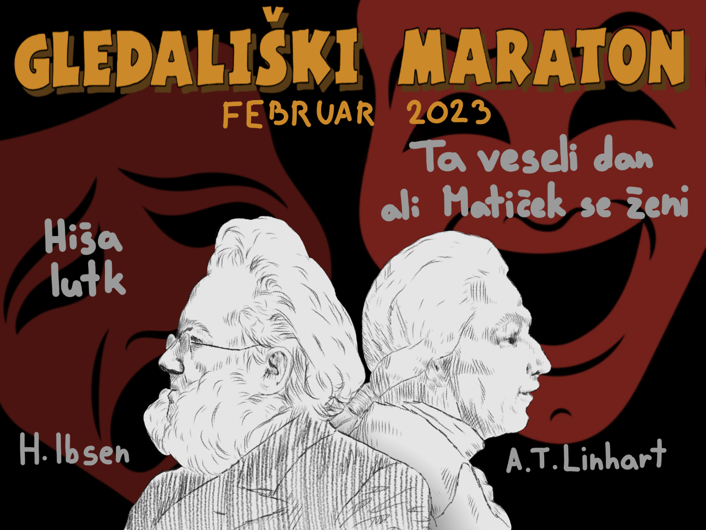 Vabilo na Gledališki maraton, 2. in 3. februar 2023