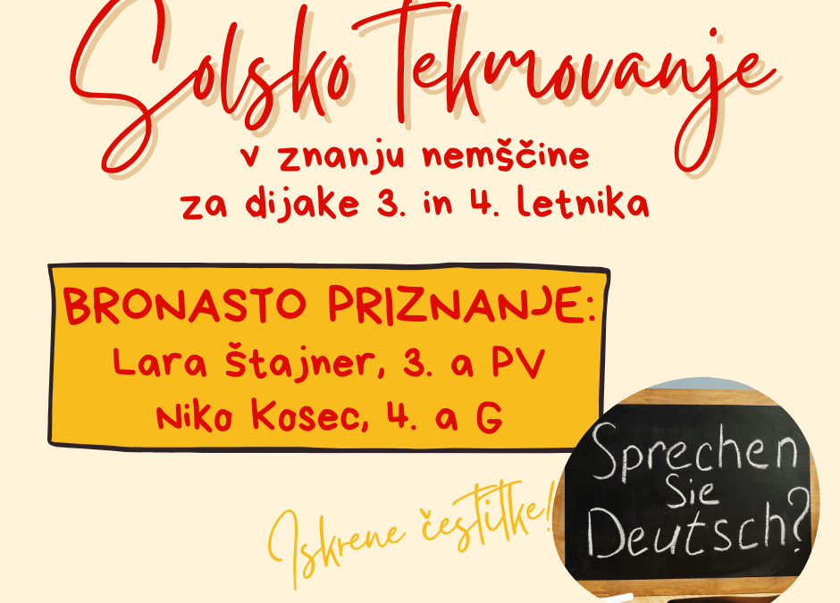 Rezultati šolskega tekmovanja iz znanja nemščine
