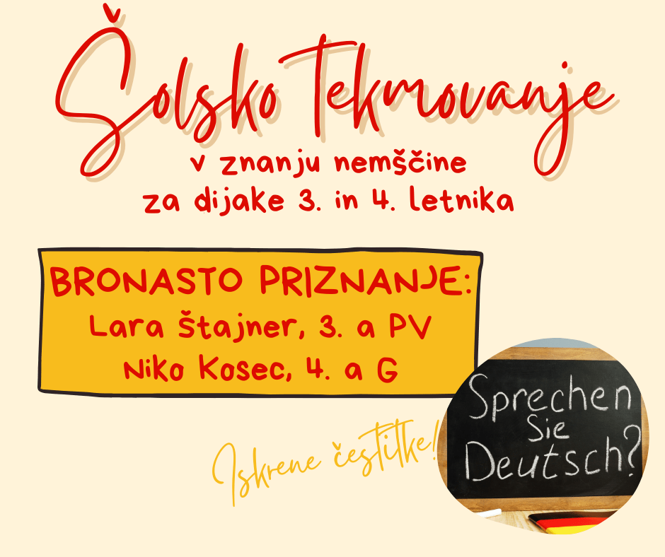 Rezultati šolskega tekmovanja iz znanja nemščine Rezultati šolskega tekmovanja iz znanja nemščine