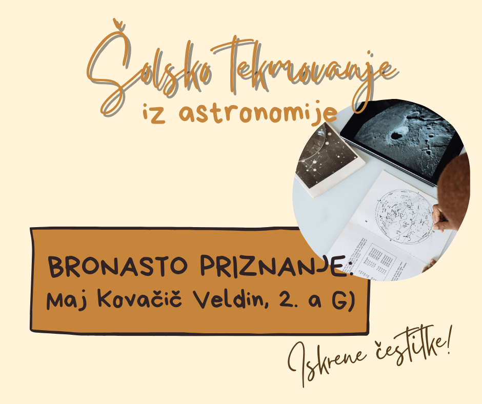 Rezultati šolskega tekmovanja iz astronomije Rezultati šolskega tekmovanja iz astronomije