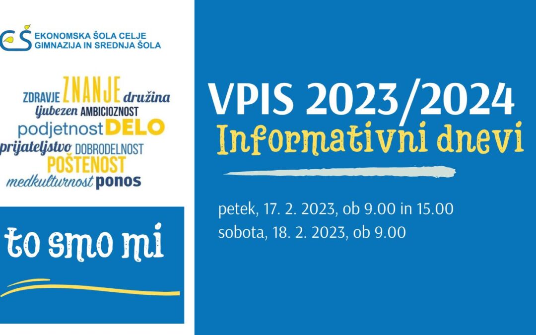 VPIS 2023/2024 – INFORMACIJE ZA OSNOVNOŠOLCE