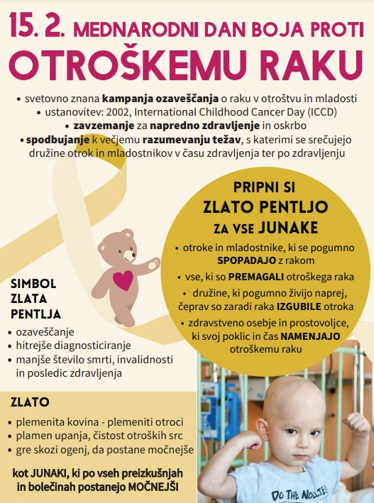 15. 2. MEDNARODNI DAN BOJA PROTI OTROŠKEMU RAKU 15. 2. MEDNARODNI DAN BOJA PROTI OTROŠKEMU RAKU