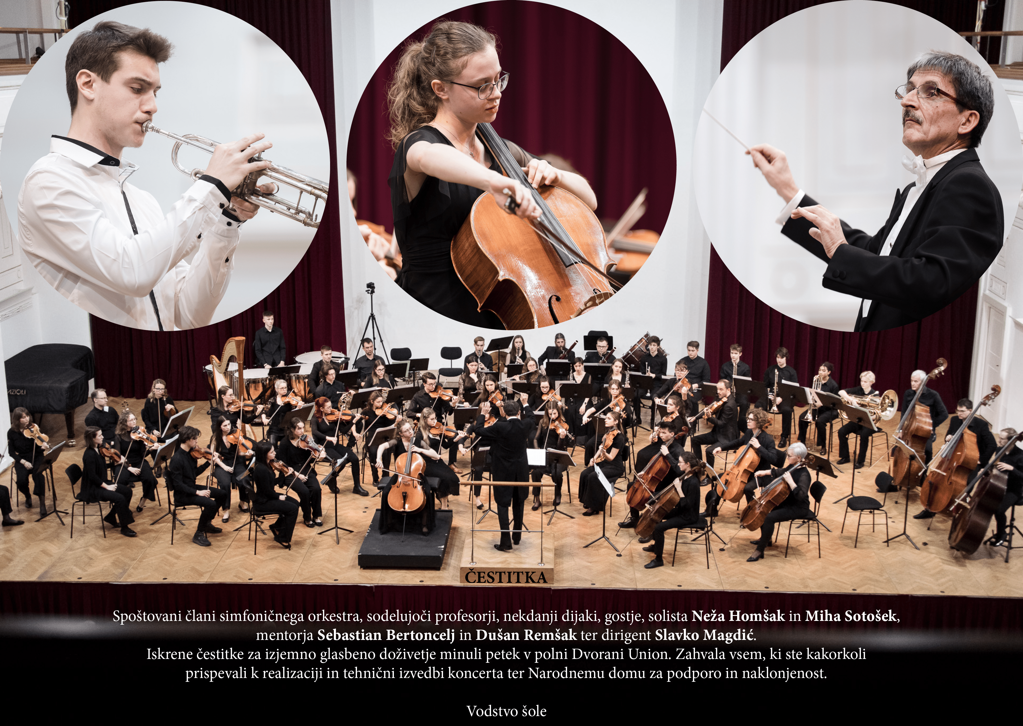 Čestitka za koncert Simfoničnega orkestra Konservatorija Maribor