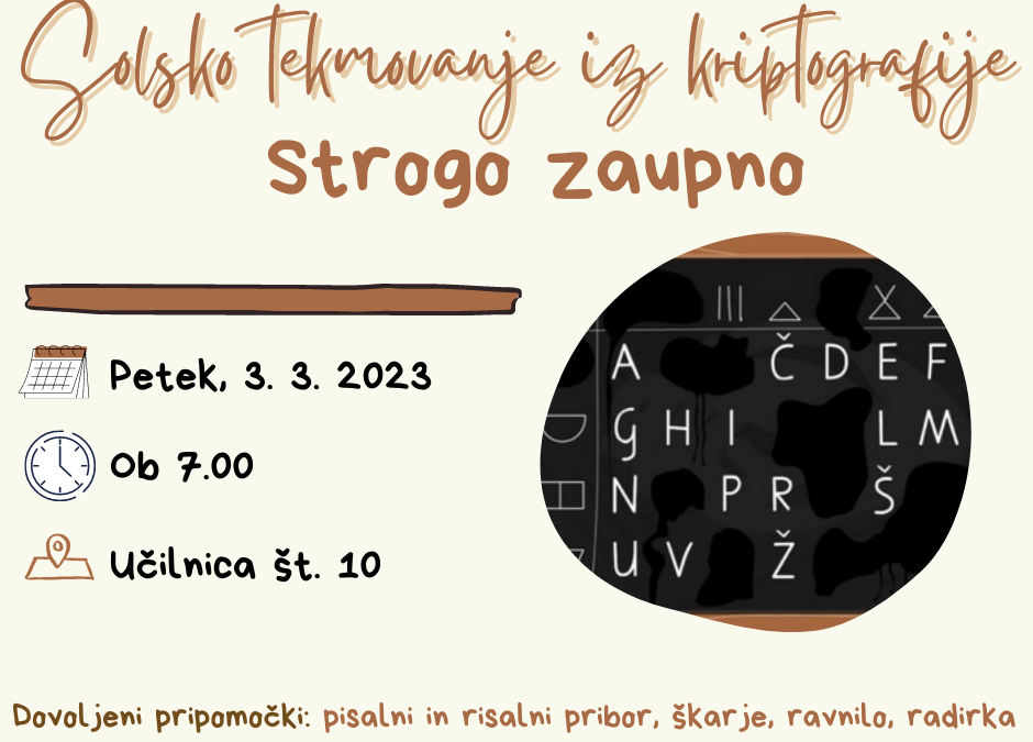 Šolsko tekmovanje Strogo zaupno