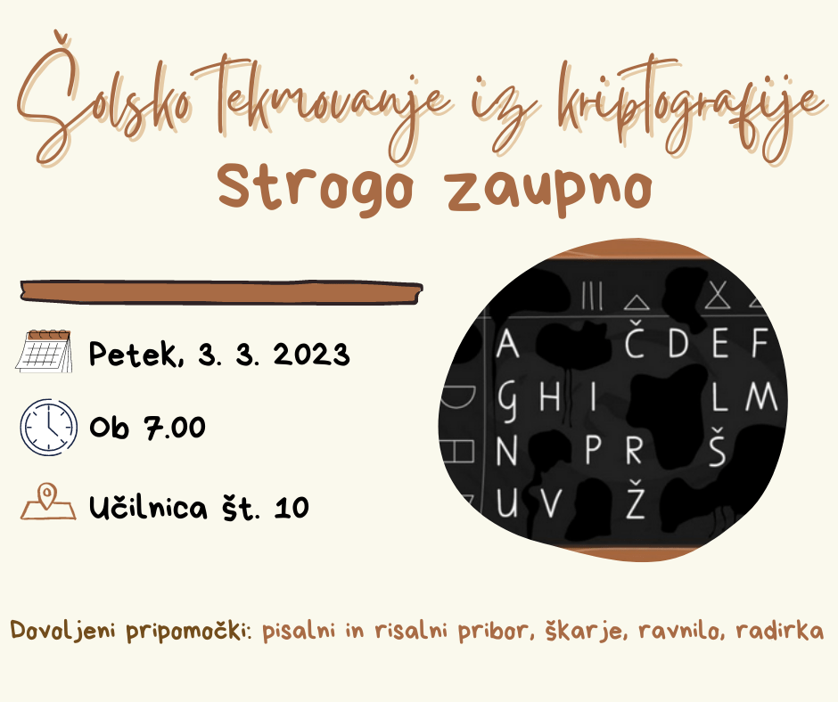 Šolsko tekmovanje Strogo zaupno