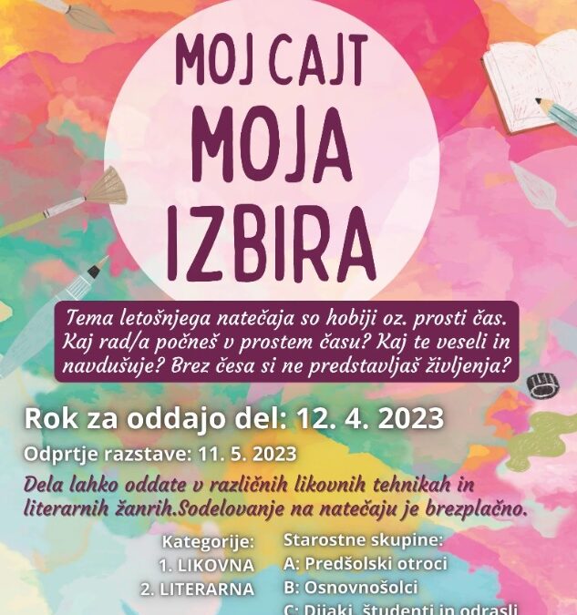 Vabilo na likovni in literarni natečaj do 12. 4. 2023