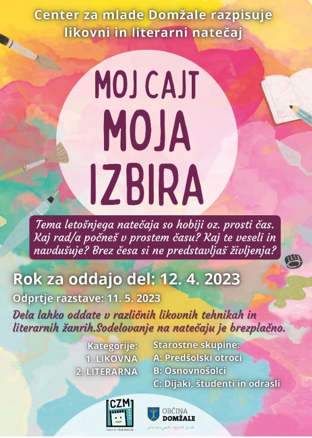 Vabilo na likovni in literarni natečaj do 12. 4. 2023 Vabilo na likovni in literarni natečaj do 12. 4. 2023