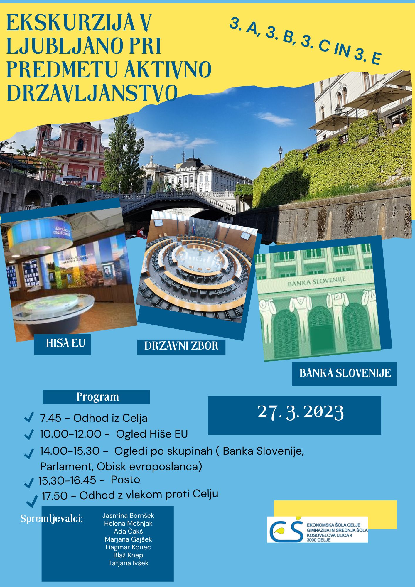 EKSKURZIJA V LJUBLJANO PRI PREDMETU AKTIVNO DRŽAVLJANSTVO (3. A, 3. B, 3. C, 3. E)