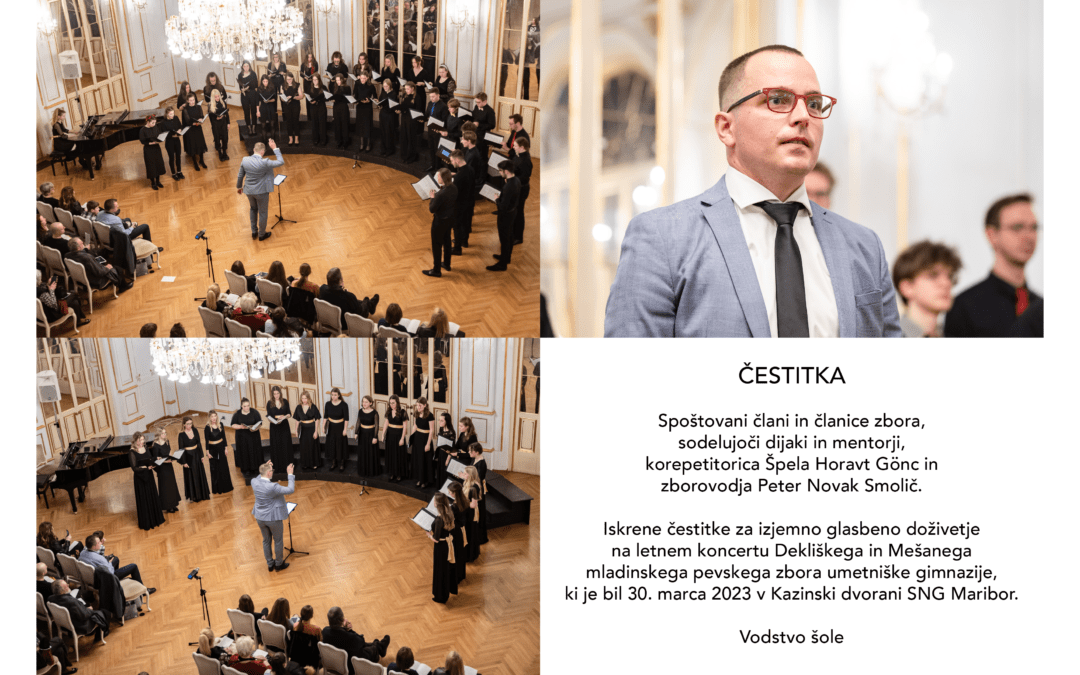 Čestitka za koncert zborov umetniške gimnazije 2023