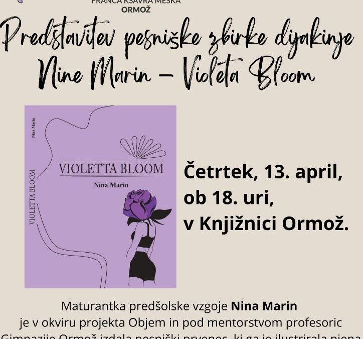 Predstavitev pesniške zbirke Nine Marin