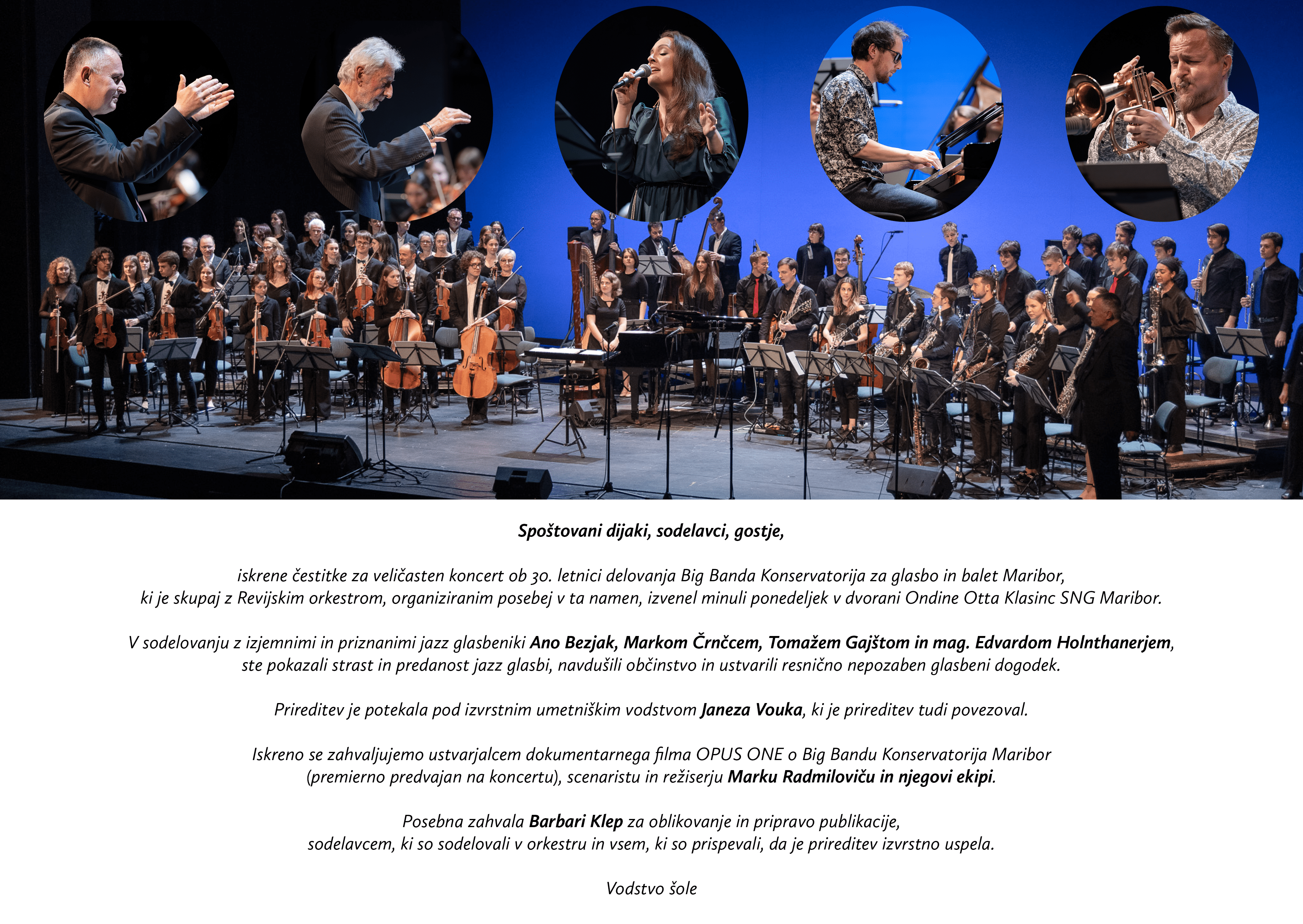 Čestitka za koncert Big Banda