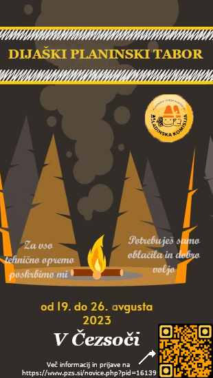 Vabilo na dijaški planinski tabor 2023