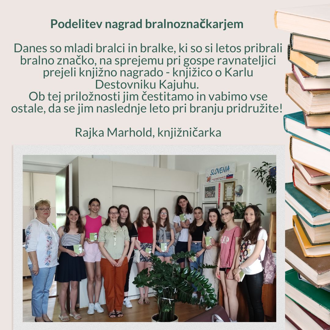 Podelitev nagrad bralnoznačkarjem, junij 2023