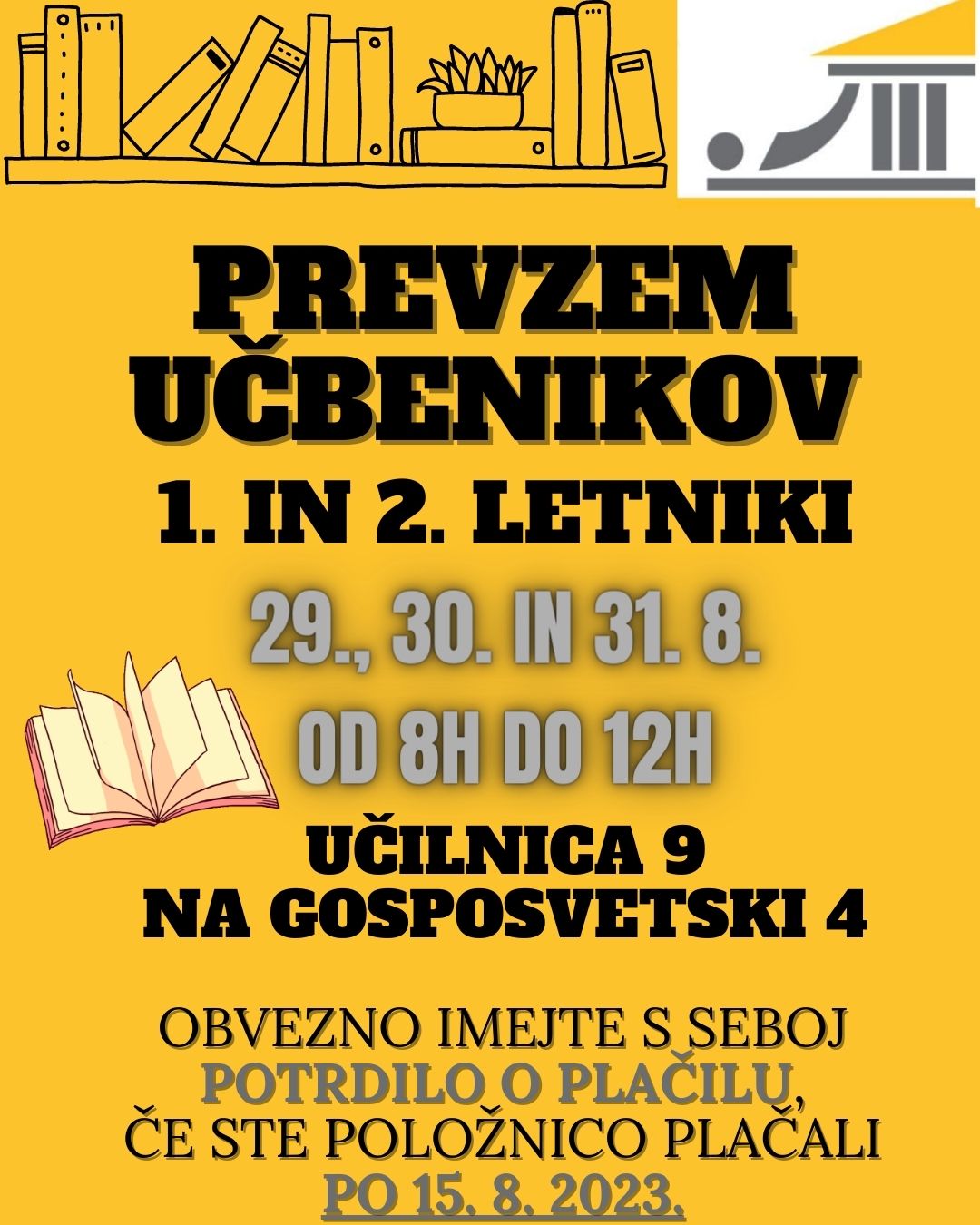 Prevzem učbenikov, avgust 2023