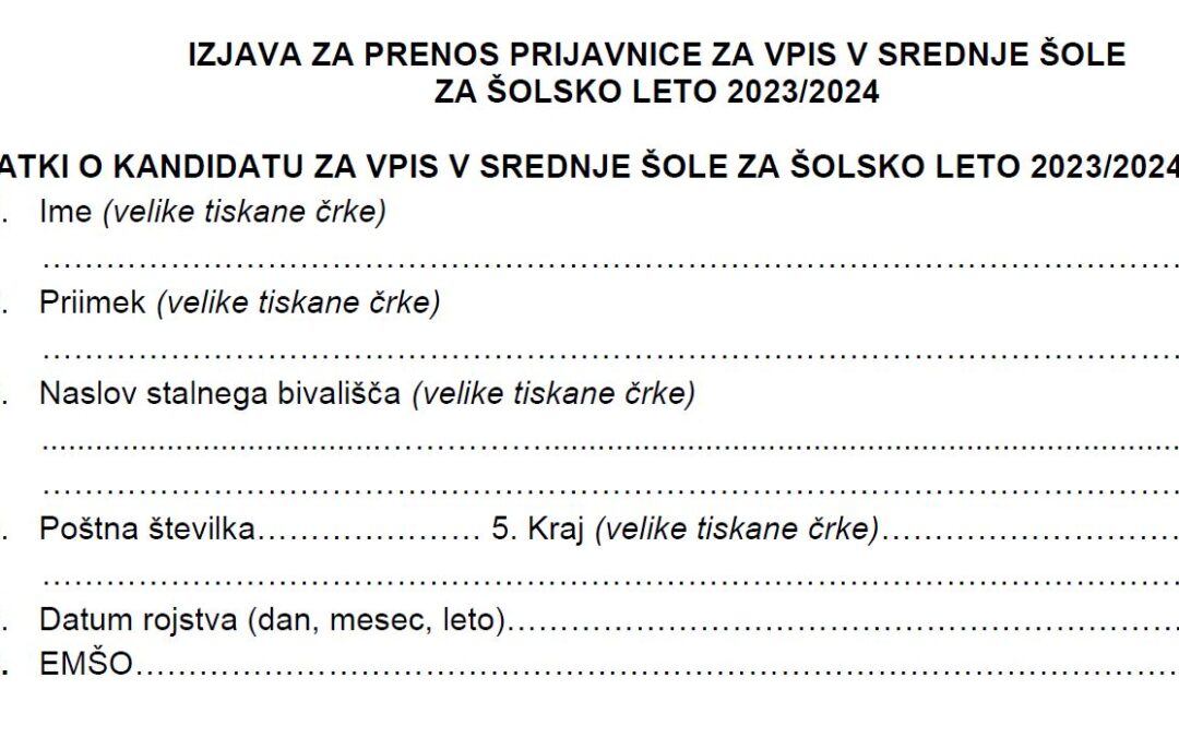 Zadnji poziv za vpis v š.l. 2023/2024
