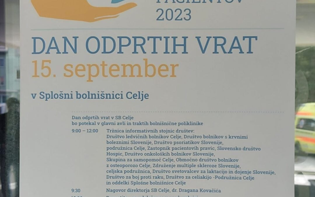 DAN ODPRTIH VRAT V SPLOŠNI BOLNIŠNICI CELJE – SVETOVNI DAN VARNOSTI PACIENTOV 2023