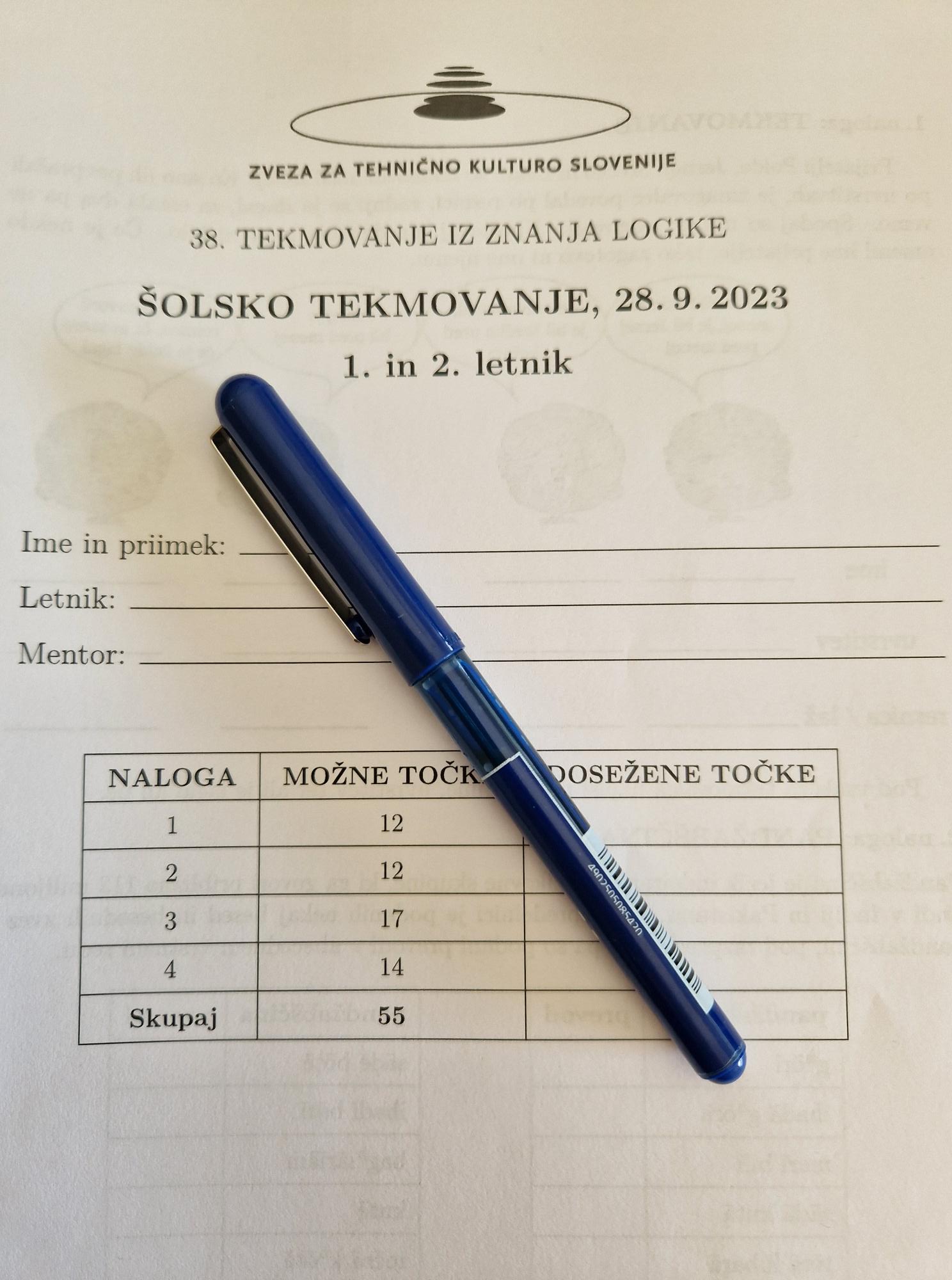 Šolsko tekmovanje iz znanja logike