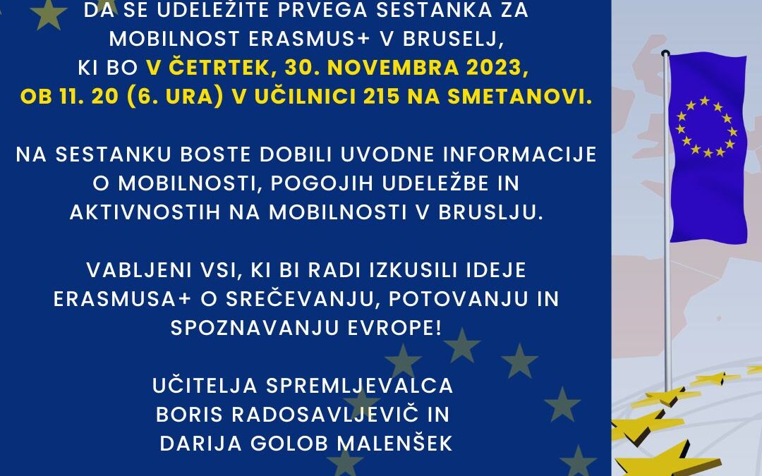Erasmus+ sestanek, 30. november 2023