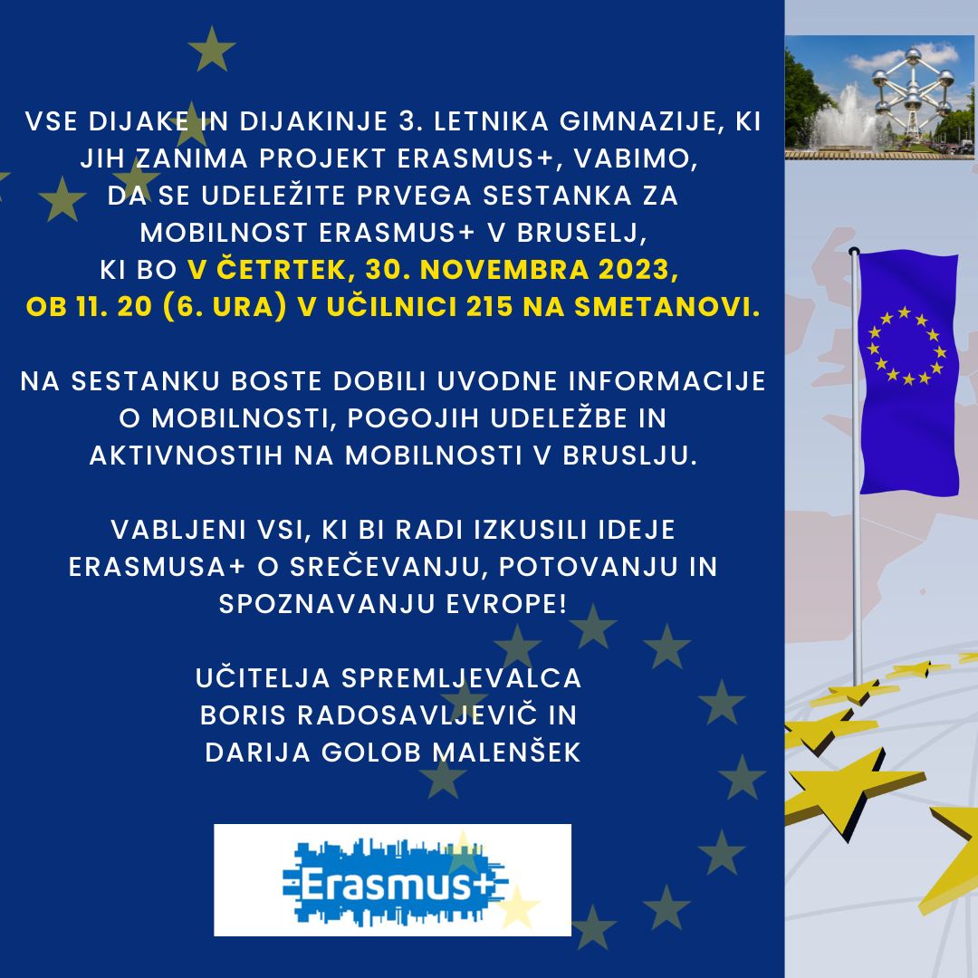 Erasmus+ sestanek, 30. november 2023 Erasmus+ sestanek, 30. november 2023