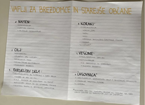 Plakat dijakov 1. g z načrtom njihovega prostovoljskega projekta