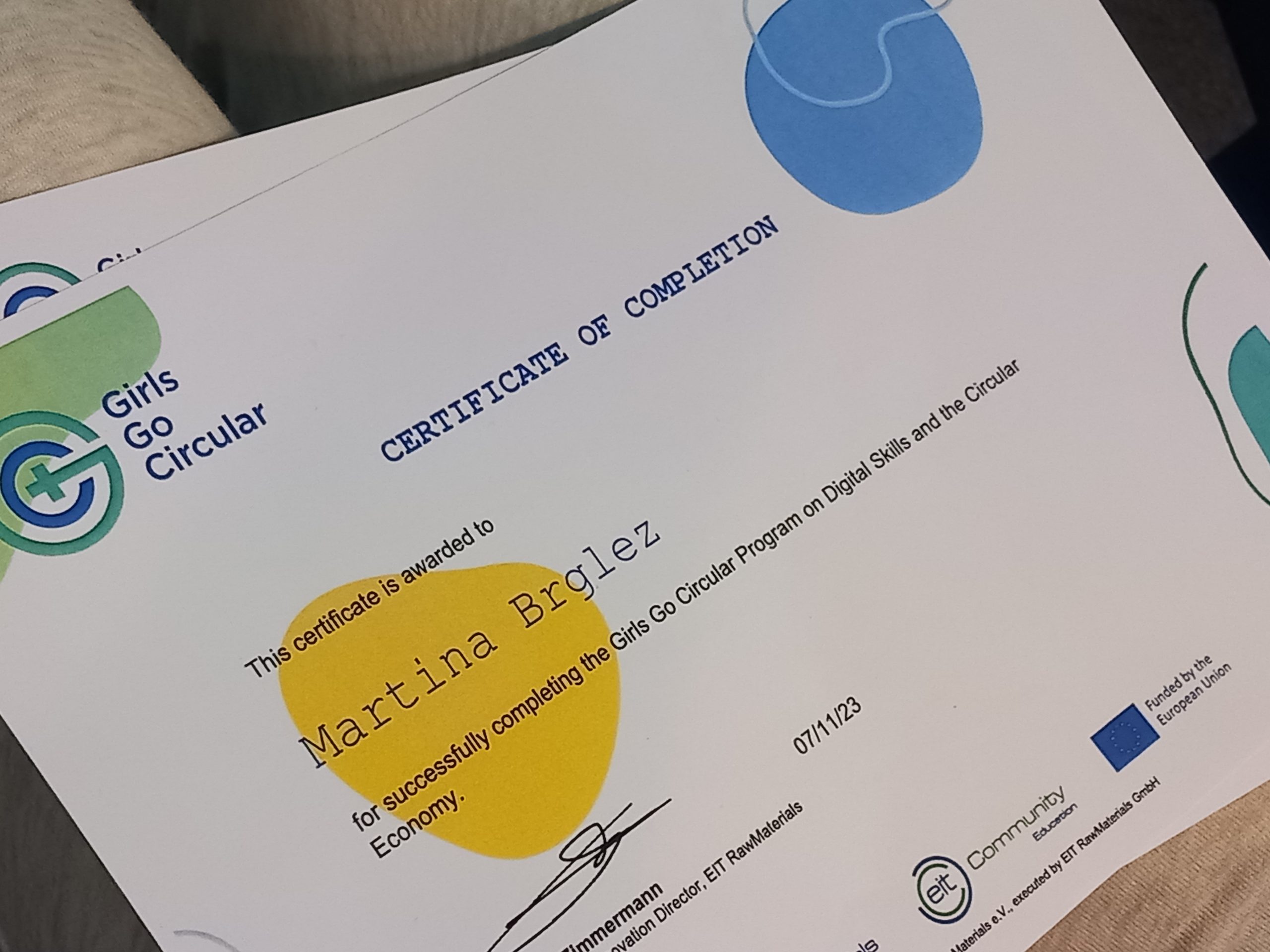 Podelitev mednarodnih certifikatov GGC – Girls Go Circular Podelitev mednarodnih certifikatov GGC – Girls Go Circular