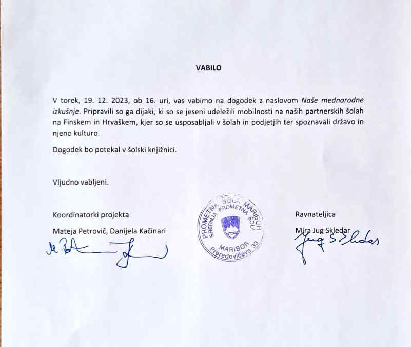 Naše mednarodne izkušnje