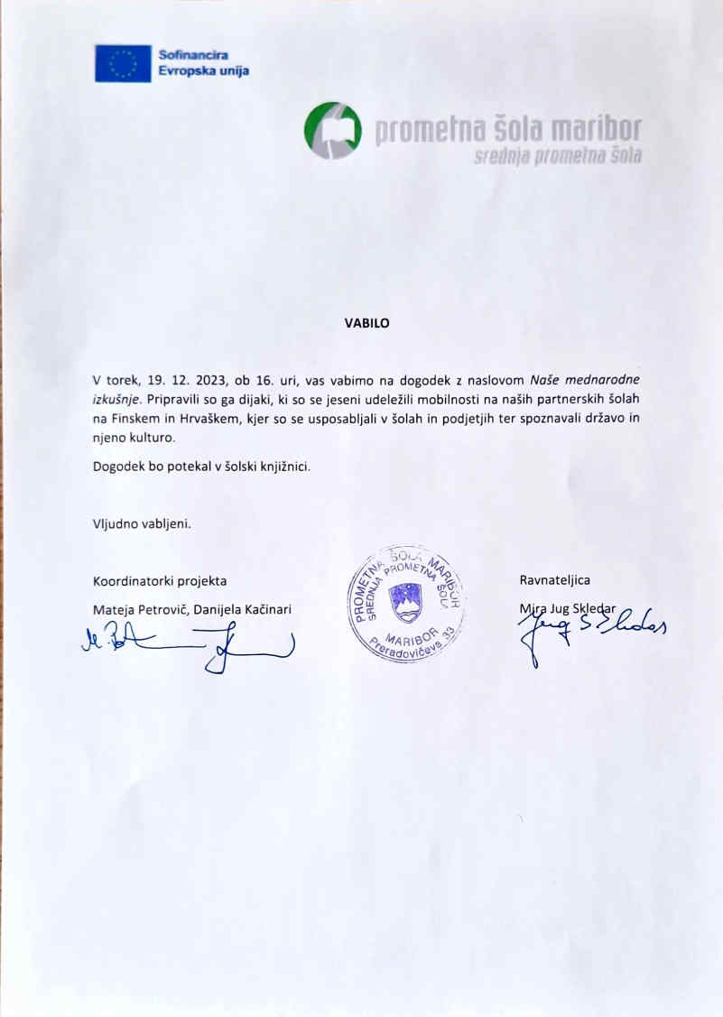 Naše mednarodne izkušnje Naše mednarodne izkušnje