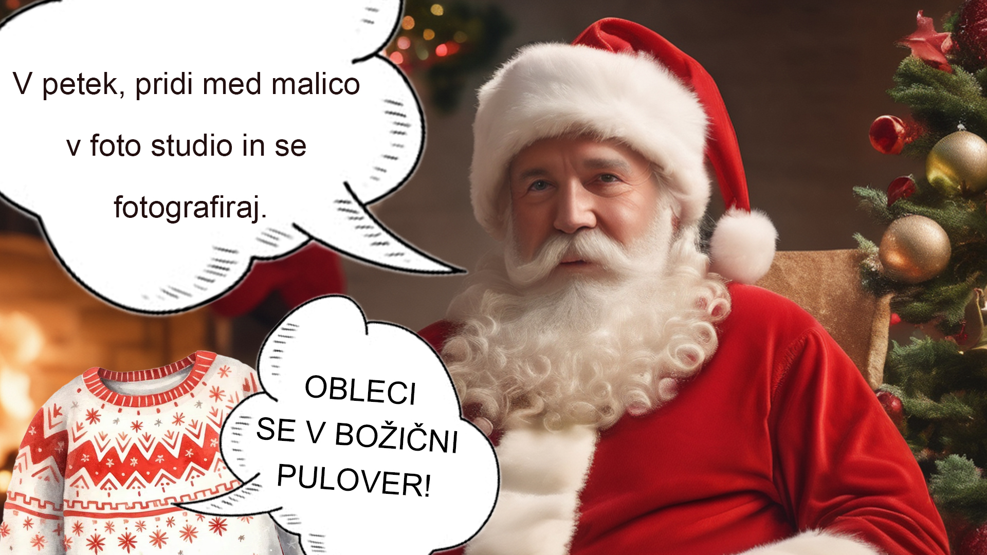 Fotografiranje v božičnih puloverjih