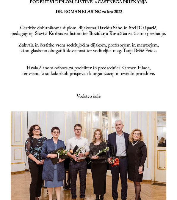 Čestitka za koncert dr. Roman Klasinc