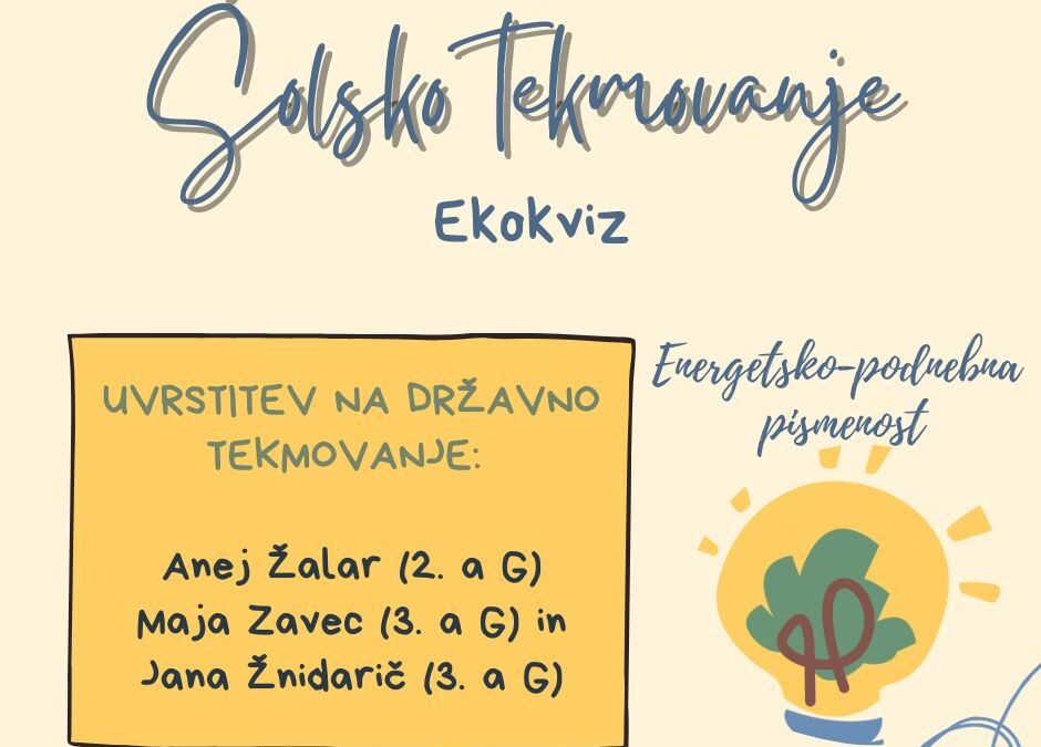 Rezultati šolskega tekmovanje ekokviz