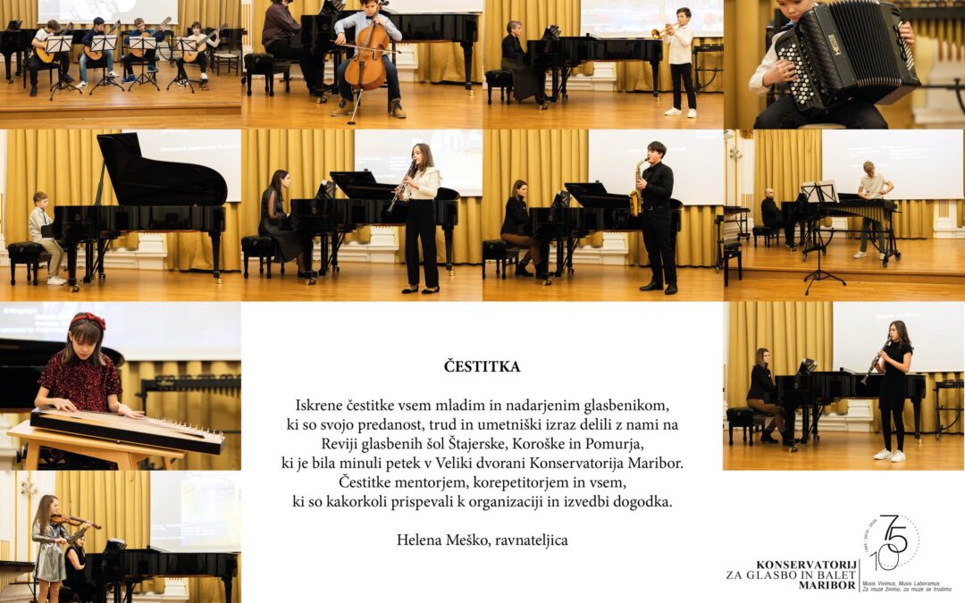 Čestitka za Revijo glasbenih šol Štajerske, Koroške in Pomurja