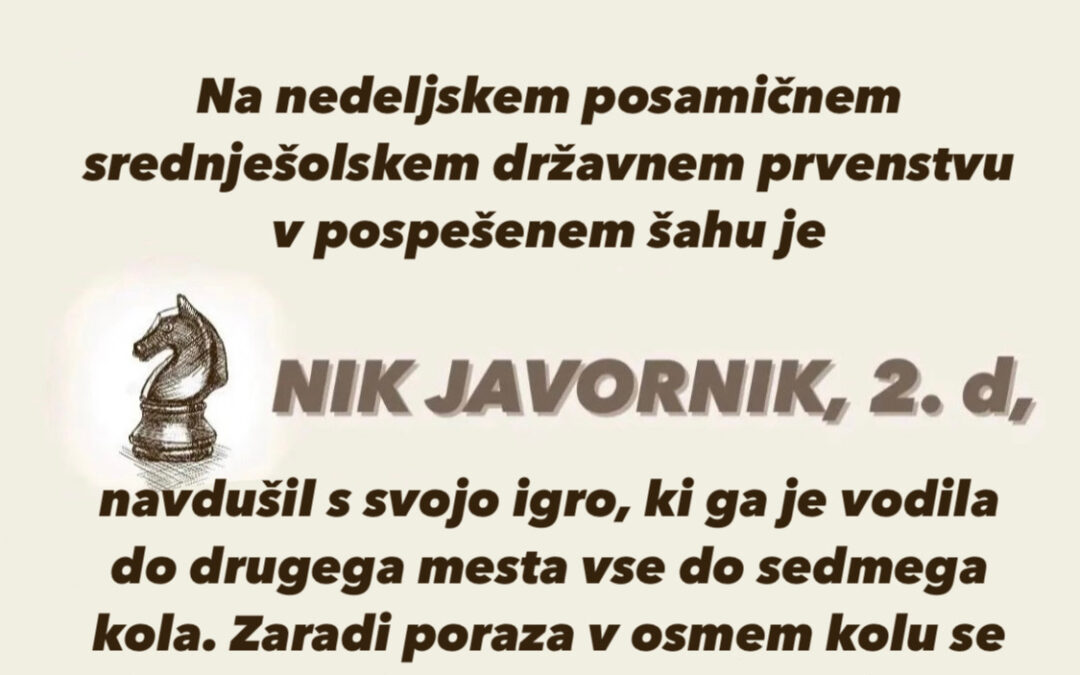 Uspeh našega dijaka, januar 2024