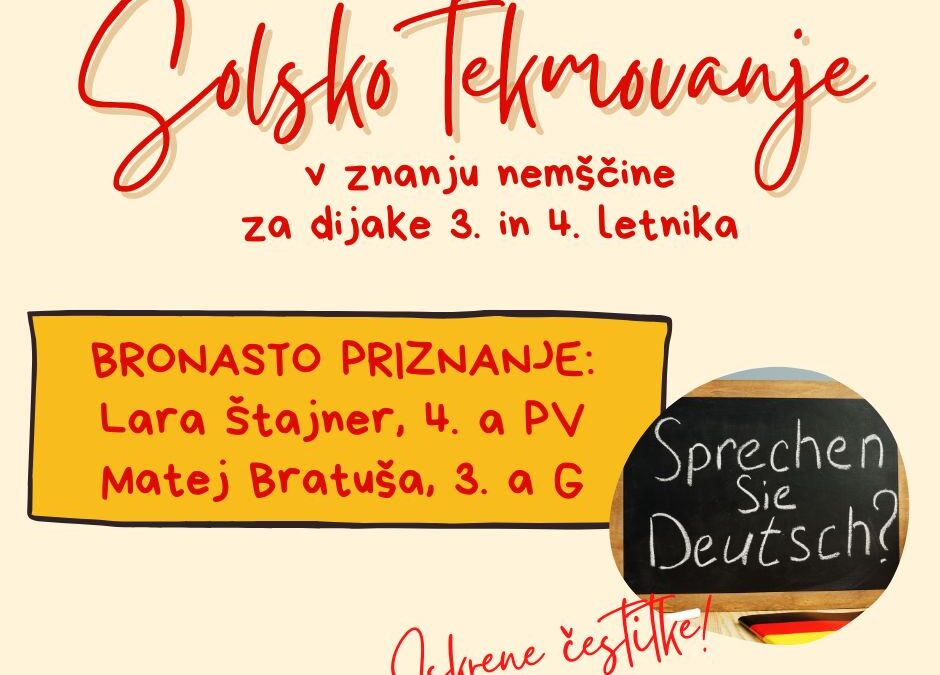 Rezultati šolskega tekmovanja iz nemščine