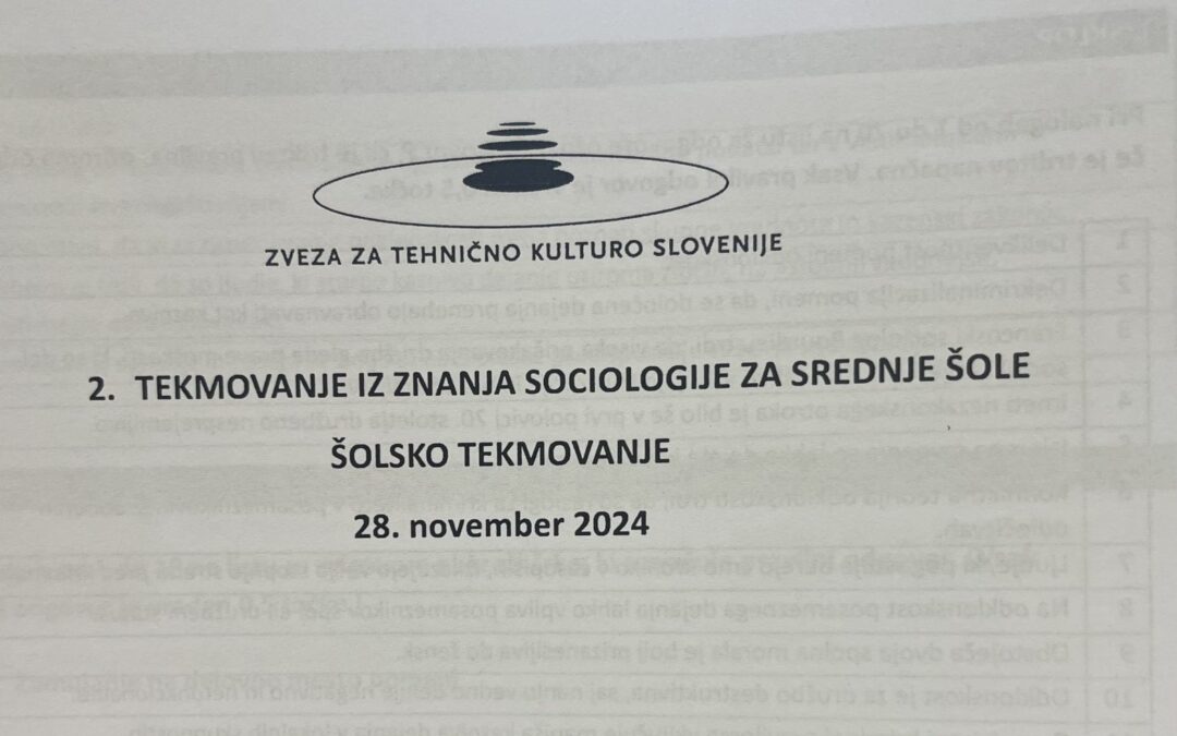 Rezultati tekmovanja iz znanja sociologije za srednje šole