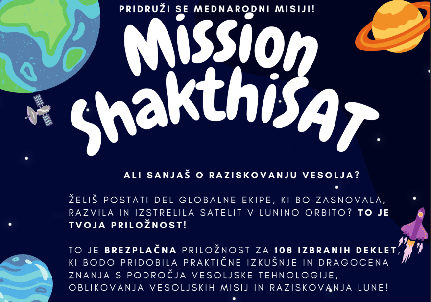 S projektom ShakthiSATra želimo dekleta, stara med 14 in 16 let, navdušiti za vesoljsko znanost in tehnologijo