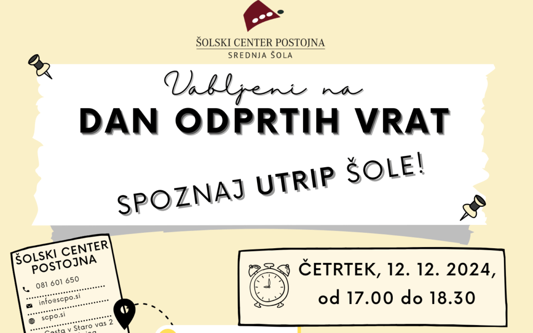 Šolski center Postojna, kot vsako leto, tudi letos odpira svoja vrata