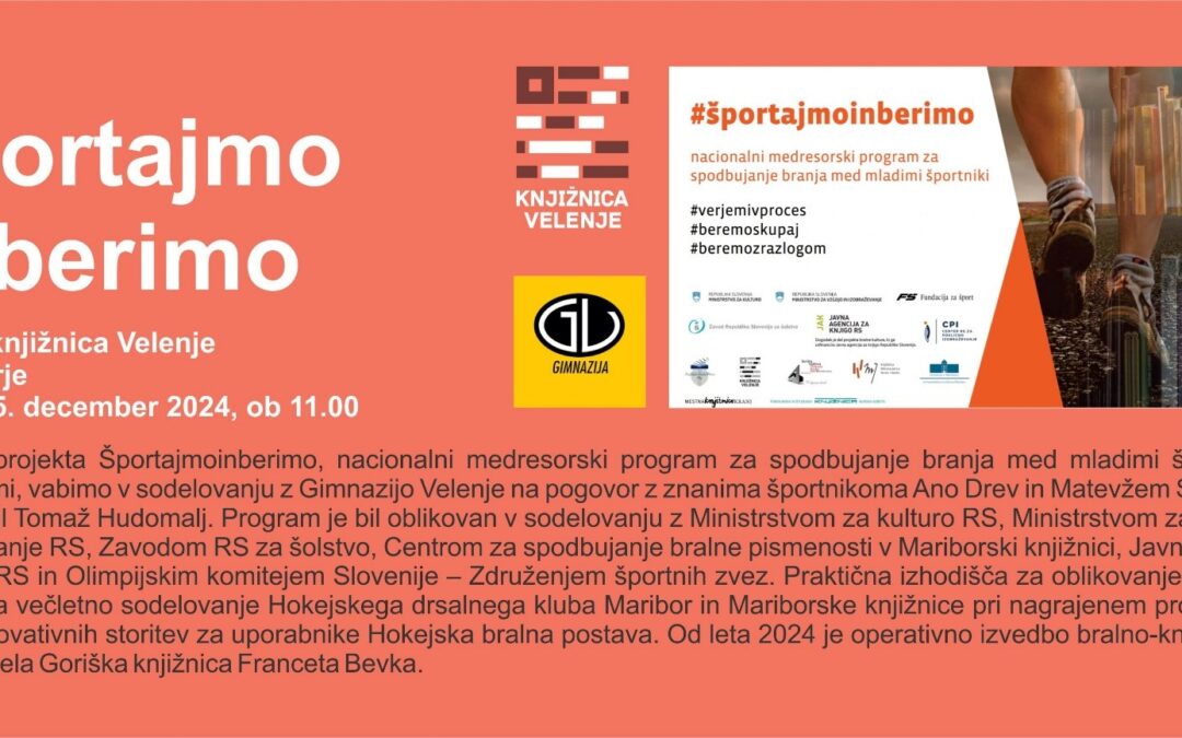 Športajmo in berimo – obvestilo za dijake športnih oddelkov
