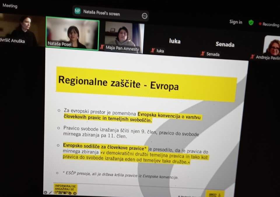 Predavanje Amnesty International Slovenija: Protest je naša pravica