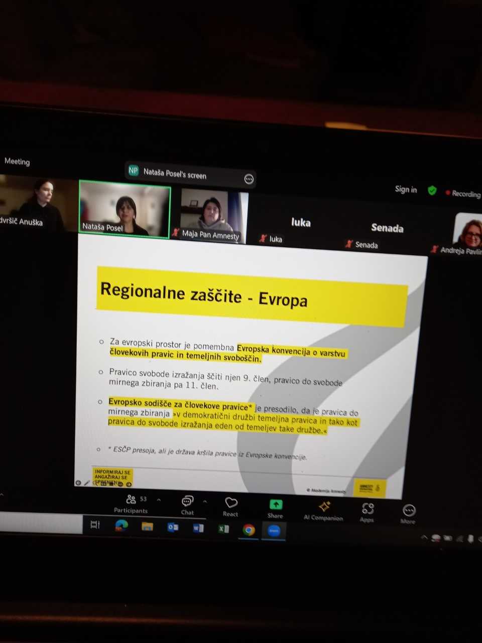 Predavanje Amnesty International Slovenija: Protest je naša pravica