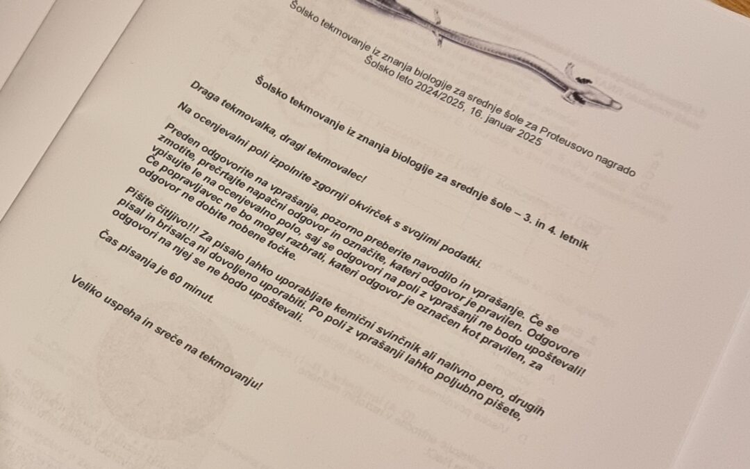 Rezultati šolskega tekmovanja v znanju biologije