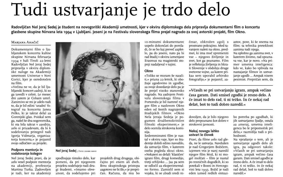 Tudi ustvarjanje je tdro delo