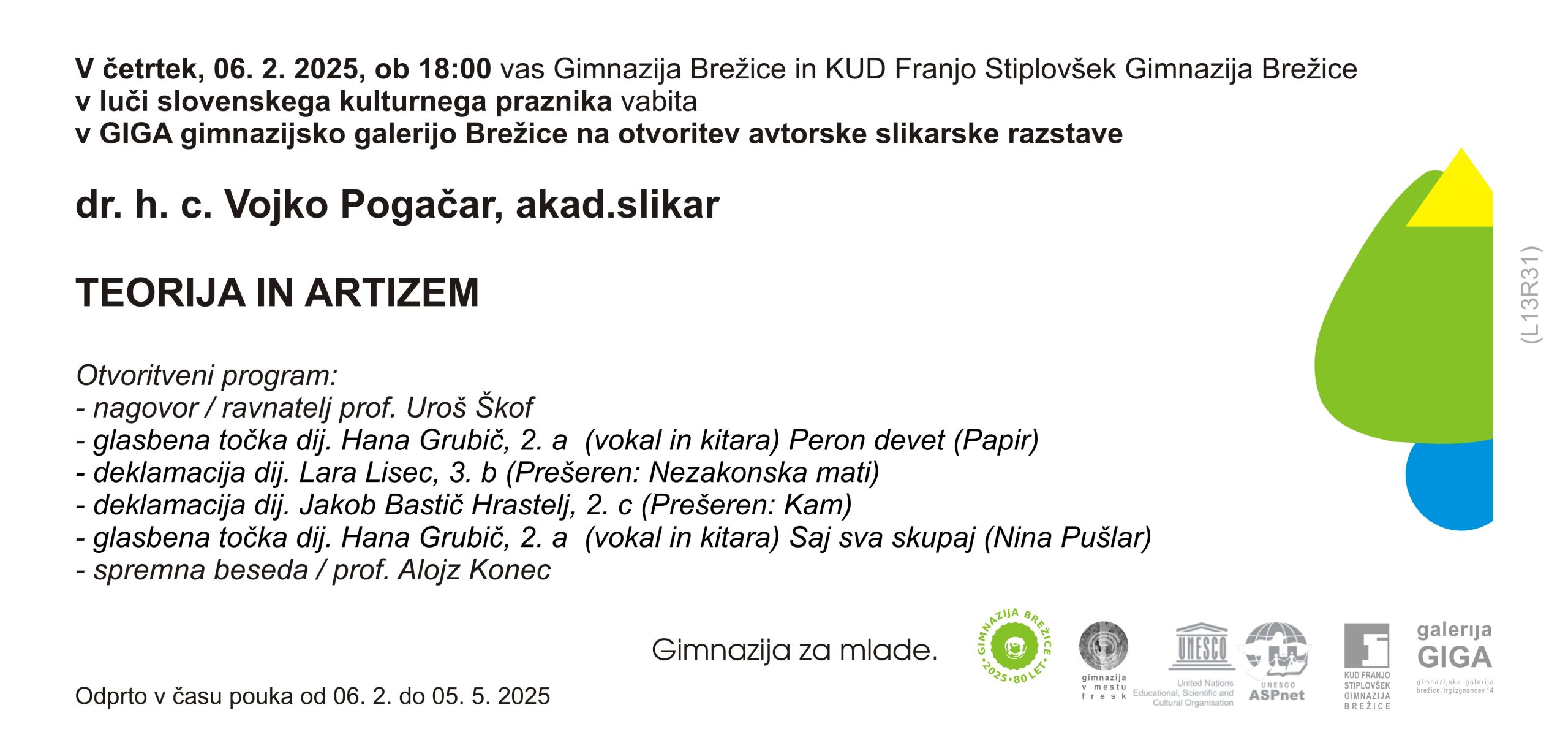Vabilo na otvoritev slikarske razstave