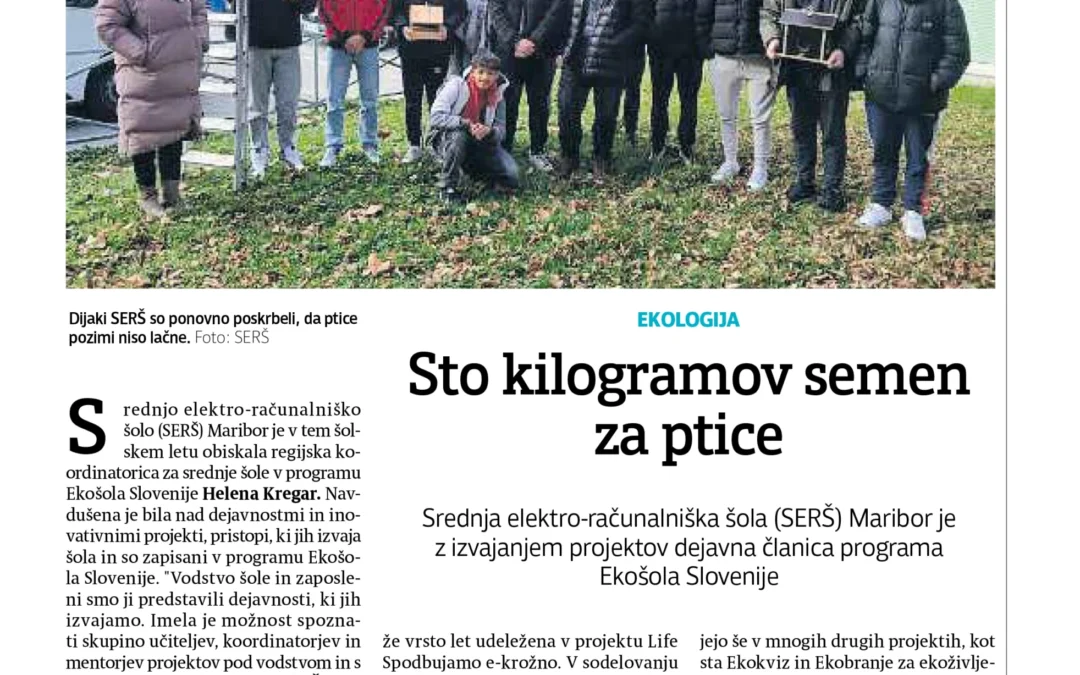 SERŠ dejavna članica programa Ekošola Slovenije