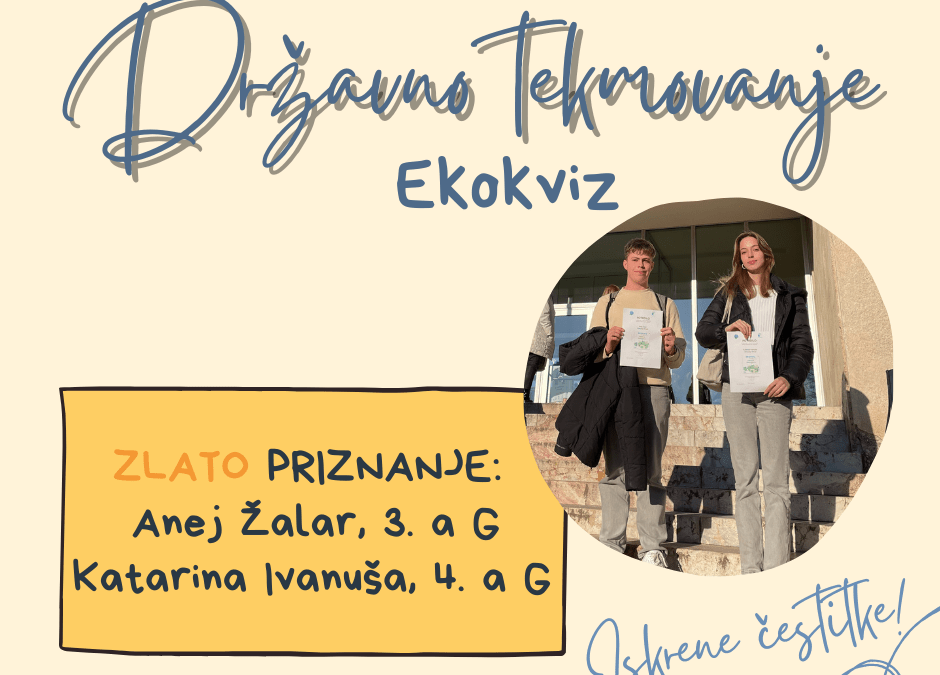 Zlati priznanji na državnem tekmovanju Ekokviz