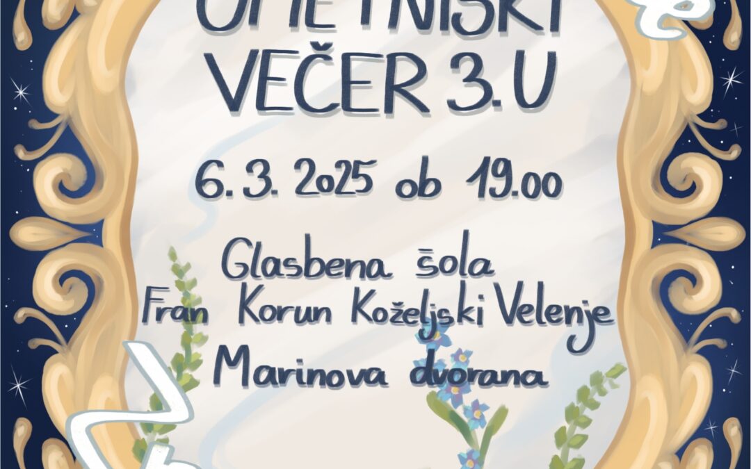 Vabilo na umetniški večer dijakov 3. U